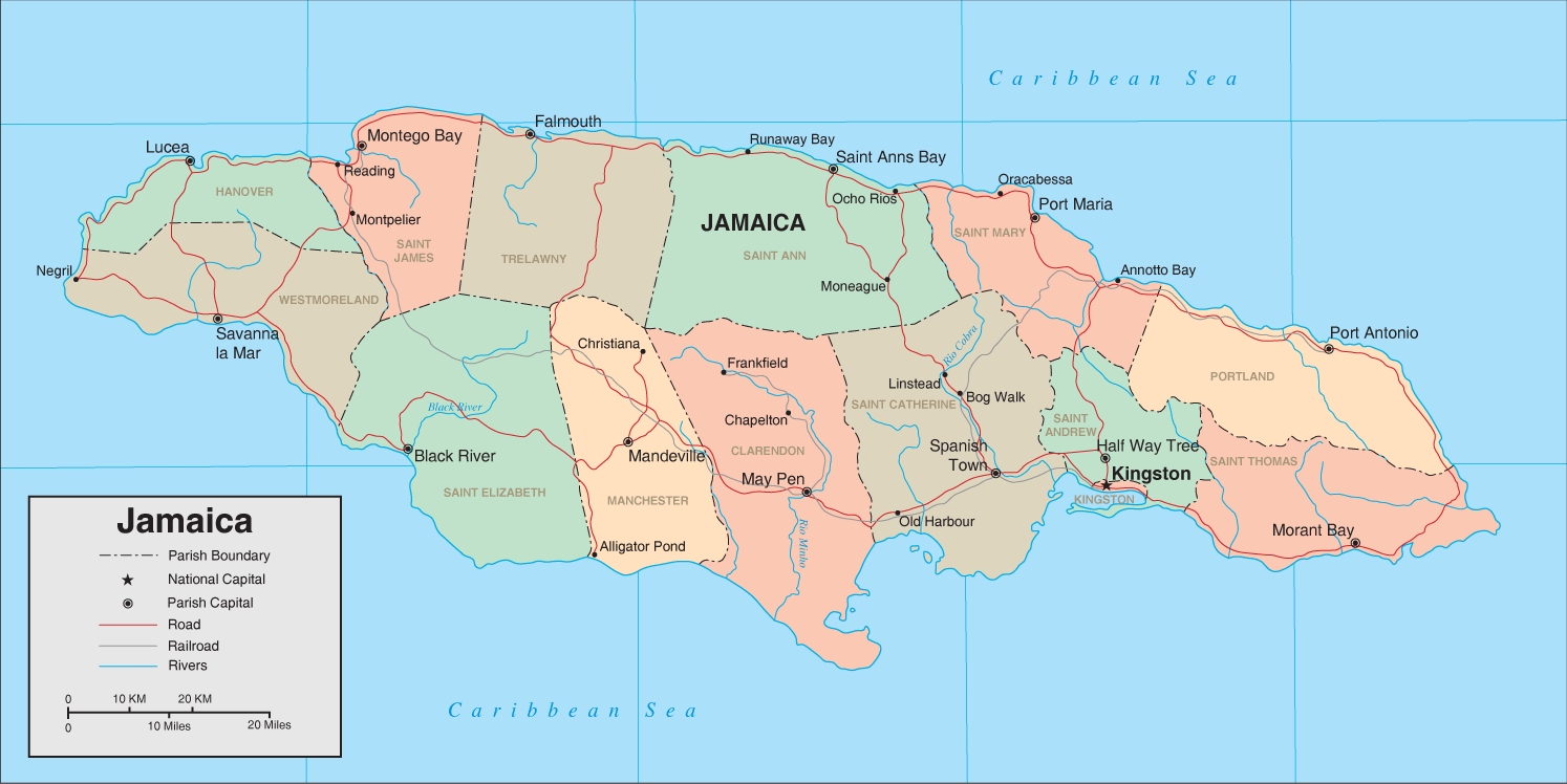 politique carte du jamaique